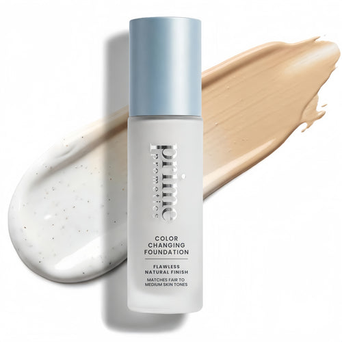 Prime Prometics Color Changing Foundation for Mature Women Instantly Adapts to Your Skin Tone, Buildable Light-to-Medium Coverage, 12-Hour Wear, Natural Dewy Finish, Hypoallergenic