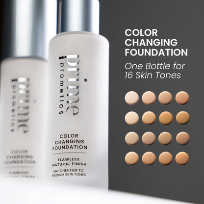 Prime Prometics Color Changing Foundation for Mature Women Instantly Adapts to Your Skin Tone, Buildable Light-to-Medium Coverage, 12-Hour Wear, Natural Dewy Finish, Hypoallergenic